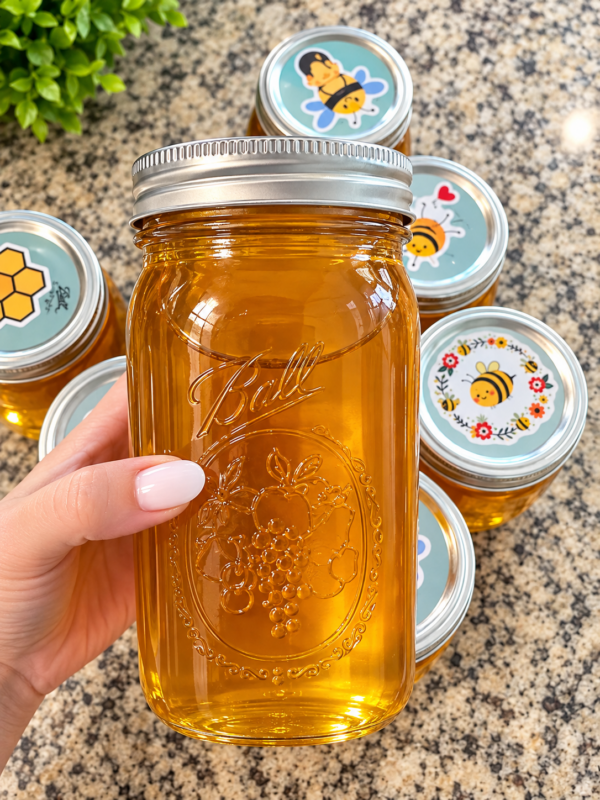 Raw Wildflower Honey, 32 oz Mason Jar